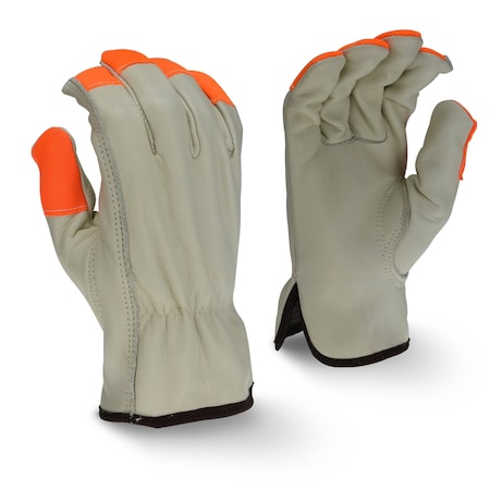 Radians Leather Drivers Gloves, Leather, Gray/Hi-Vis Orange, 2XL 1 PR RWG4220HXXL